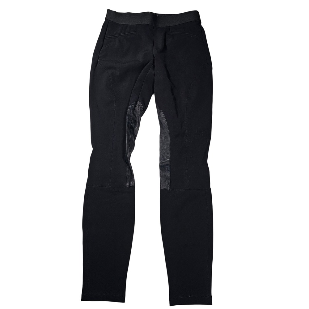 Theory Lamb Leather Knee Patch Equestrian Riding Legging Pants Black Women's 00